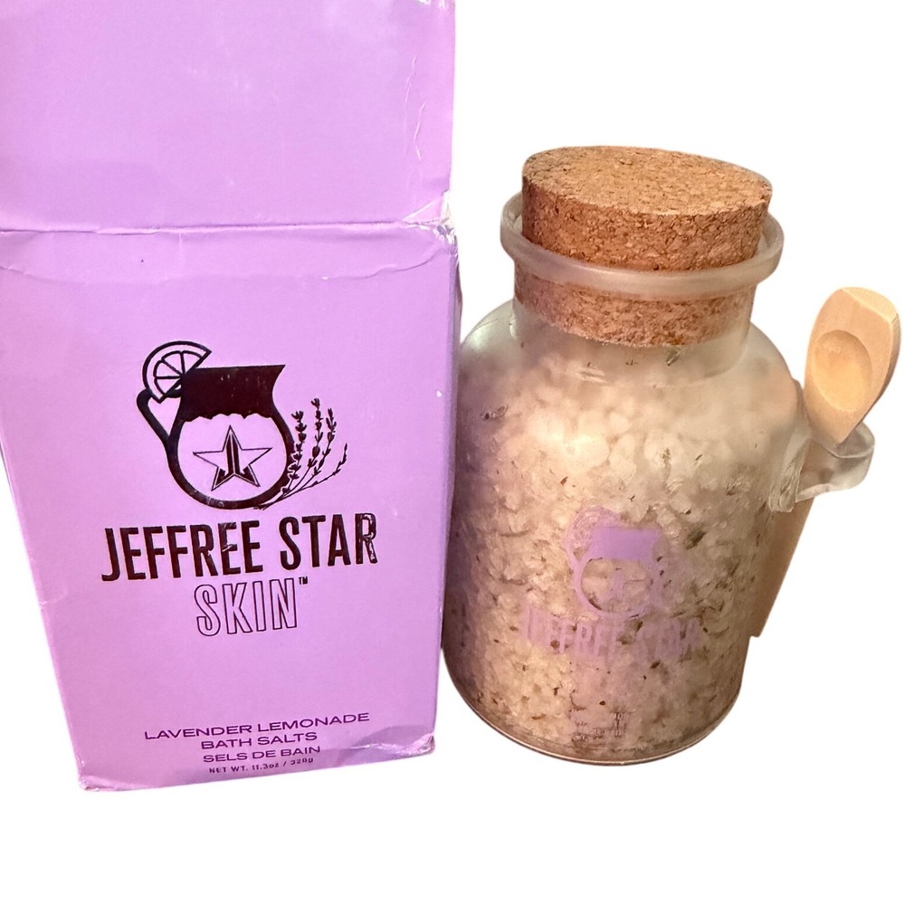 Jeffree Star Skin Lavender Lemonade Bath Salts 11.3oz Glass‎ Jar with Wood Scoop